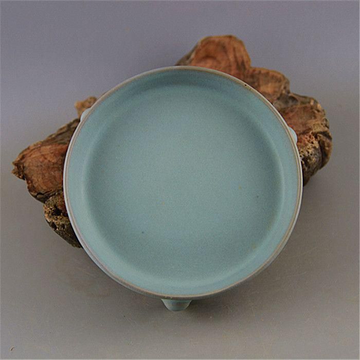 宋汝窯天青釉三足洗水洗 筆洗 水盂 古文房具 現代工芸品 美術品