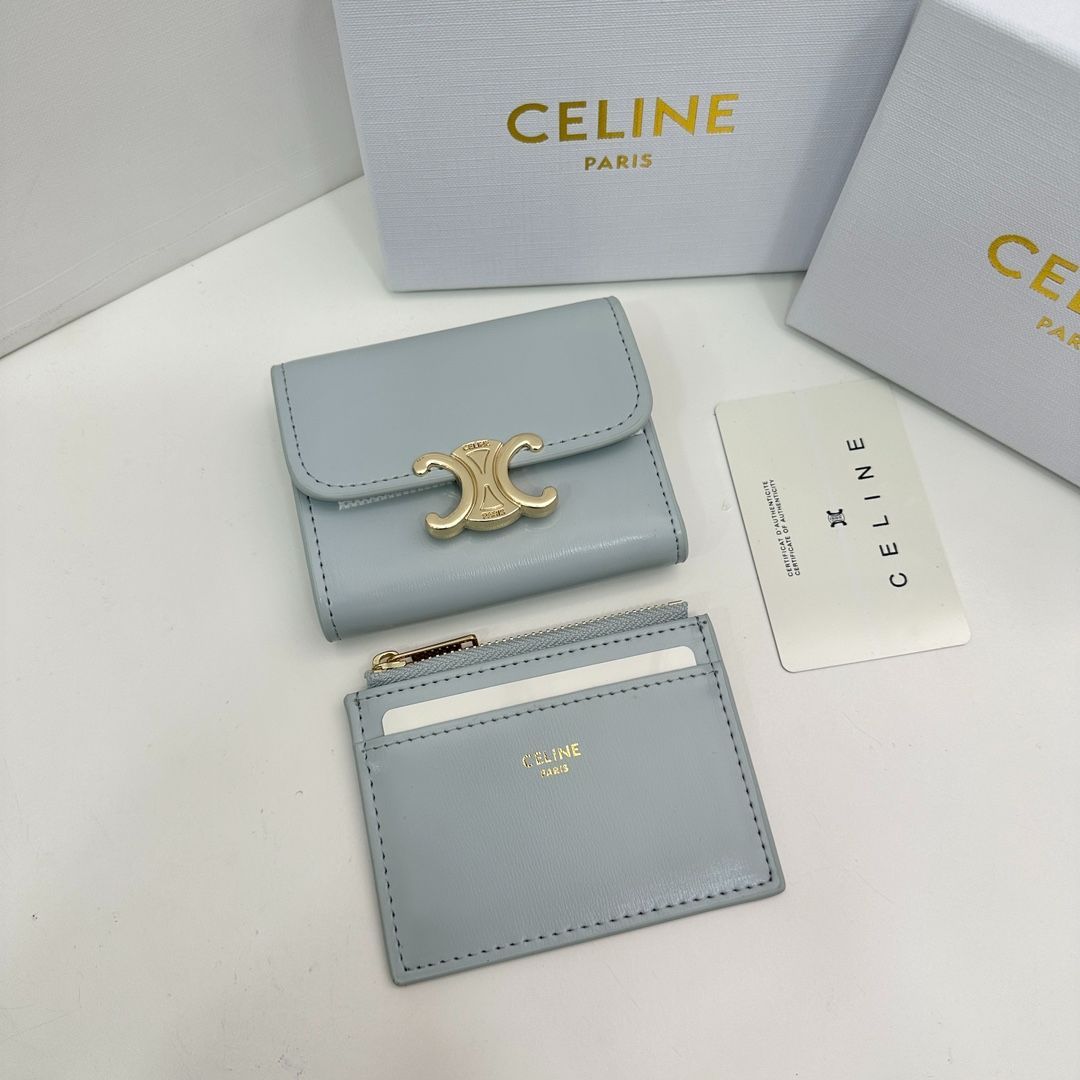 本日限定価格✨ CELINE セリーヌ 財布 三つ折り財布 トリオンフ 氷河 ...