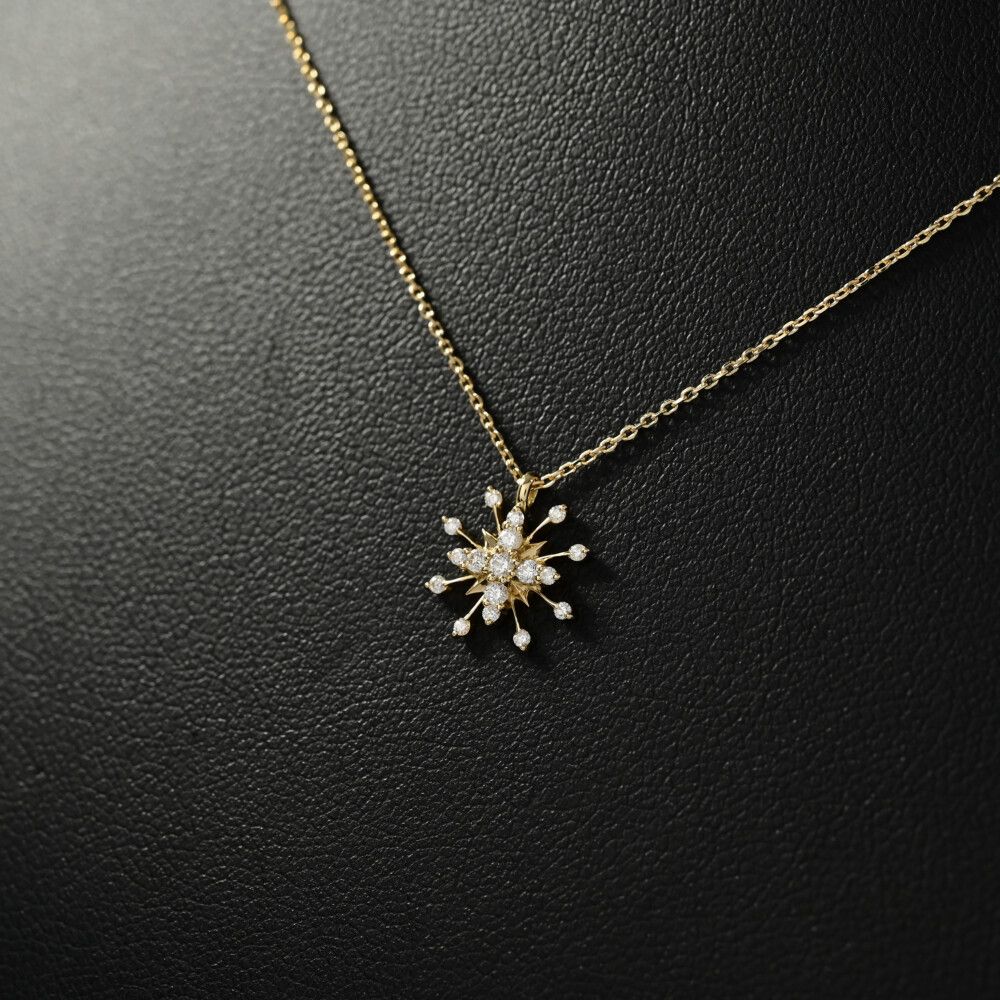 0.12ct STAR JEWELRY スタージュエリー スターモチーフ 17P・ダイヤモンドネックレス K18YG/750-1.8g  イエローゴールド プレゼント 贈り物【♀】【N】【レディース】★■522624【中古】