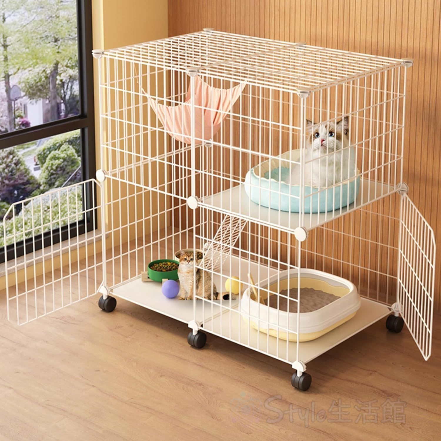 キャットケージ「新品未使用」※急募 RAKU 猫ケージ 大型 キャットケージ ワイド扉 多頭飼い 脱走防止