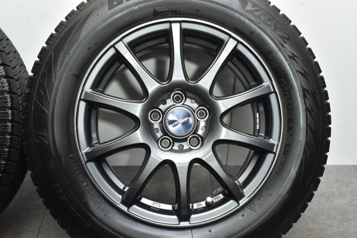● 美品 WEDS VELVA 15in 6J PCD100 195/65R15 美品】Weds VELVA 15in 6J +43 PCD100 ブリヂストン ブリザック VRX2