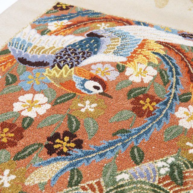 袋帯 中古 リサイクル 正絹 フォーマル お太鼓柄 相良刺繍 中国