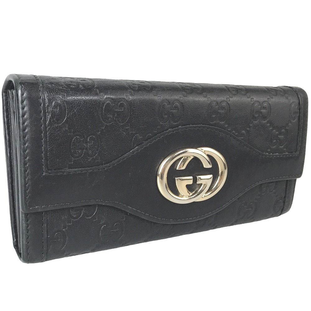 GUCCI グッチ マイクロシマ ショルダーウォレット 長財布 レザー ブラック GUCCI グッチ 長財布 マイクログッチシマ 二つ折り財布 282431