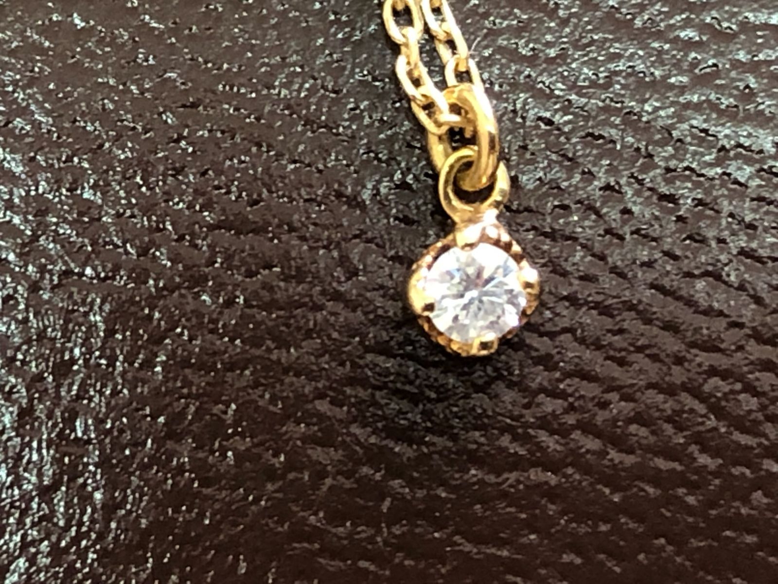■agete 「アガット」 一粒ダイヤネックレス0.05ct K14刻印 箱付き 美品■ お値下げしました、半額以下美品 アガット ダイヤモンドネックレス1粒0.15ct