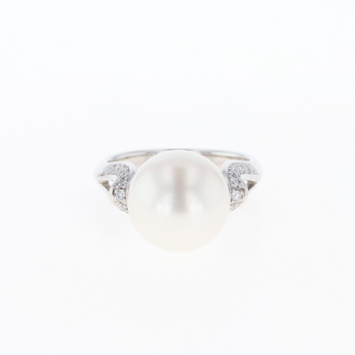 パール デザインリング プラチナ 指輪 メレダイヤ 真珠 リング 18号 