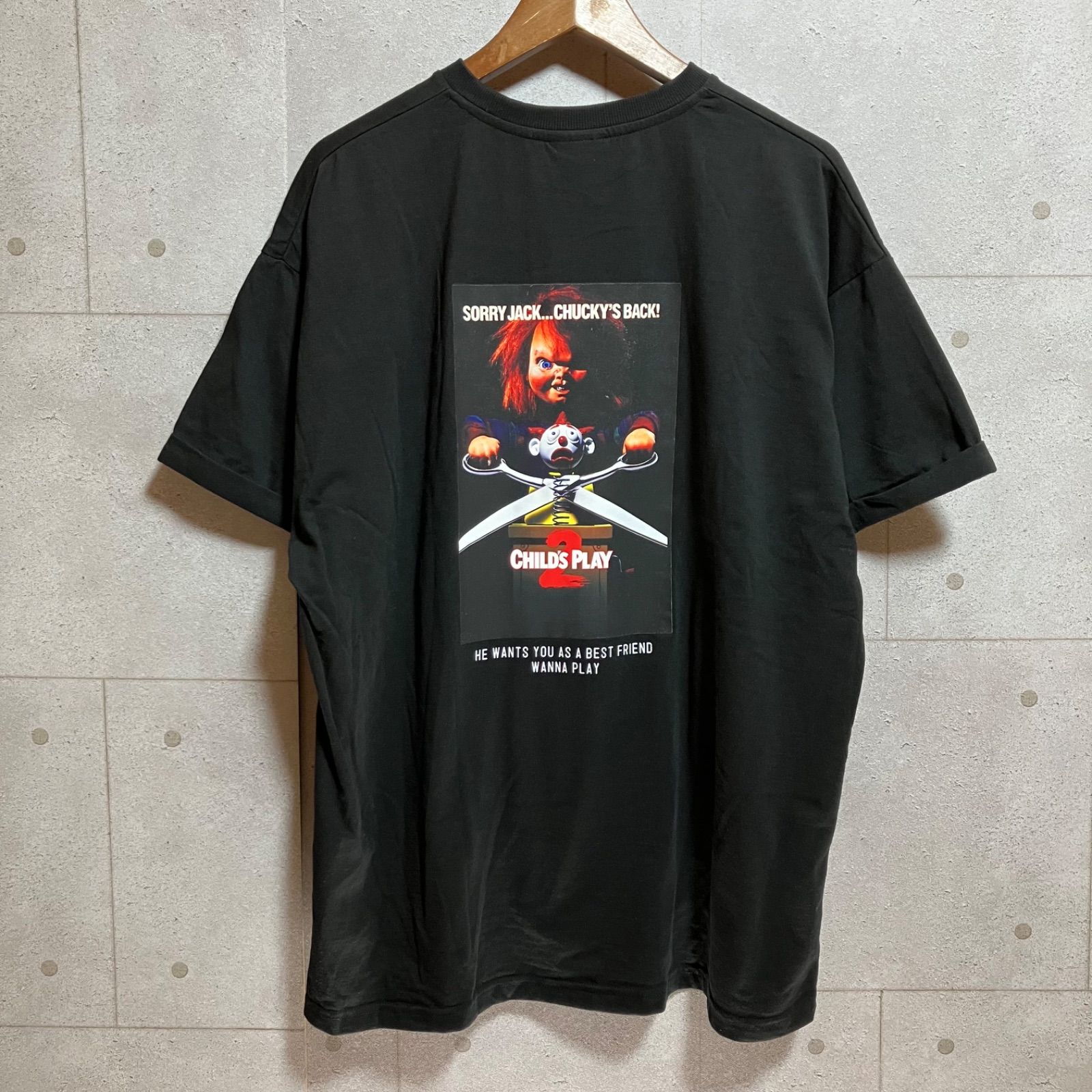 CHUCKY チャッキー バック プリント Tシャツ チャイルドプレイ 半袖 トップス 3L ブラック 黒 メンズ レディース オーバーサイズ ビッグ サイズ SG151-27 - メルカリ