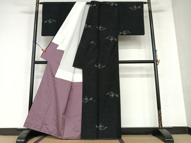 平和屋着物○上質な紬 枝花文 黒地 正絹 逸品 AAAU8387zg - メルカリ 