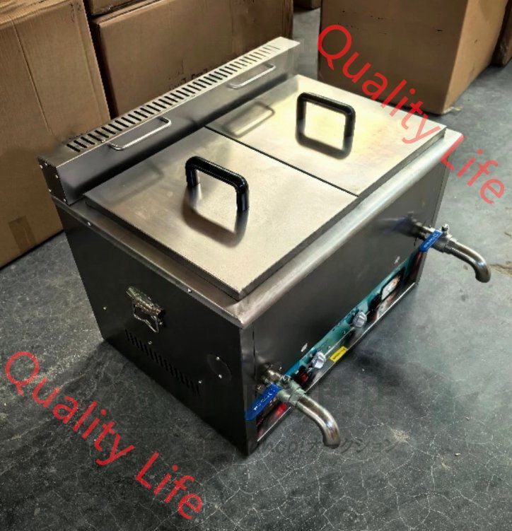 フィットする LPガス ガスフライヤー 2槽式 20L×2 サーモスタット 温度調節機能付き デジタルディスプレイ付き 配送商品は通常配送無料。