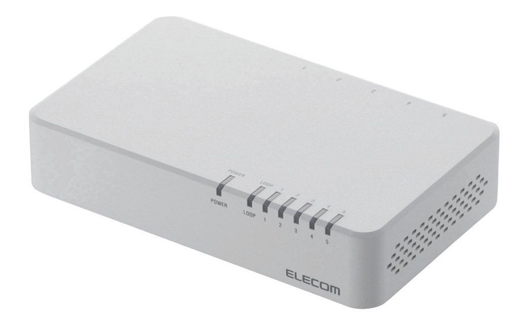 新品 5ポート スイッチングハブ 10/100Mbps マグネット付き エレコム 電源内蔵 EHC-F05PN-JW