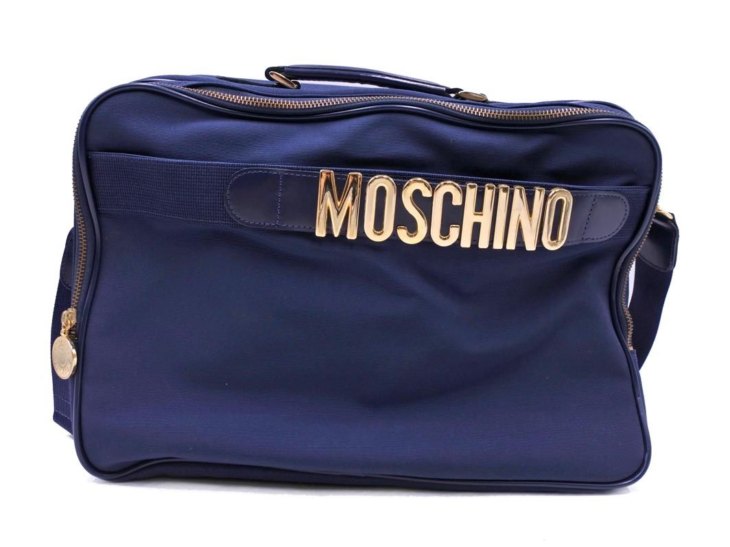 MOSCHINO 2way ボストンバッグ鍵付き　ショルダー　黒　ゴールドロゴ モスキーノ 2way ボストンバッグ 鍵付き ショルダー 黒 ゴールド