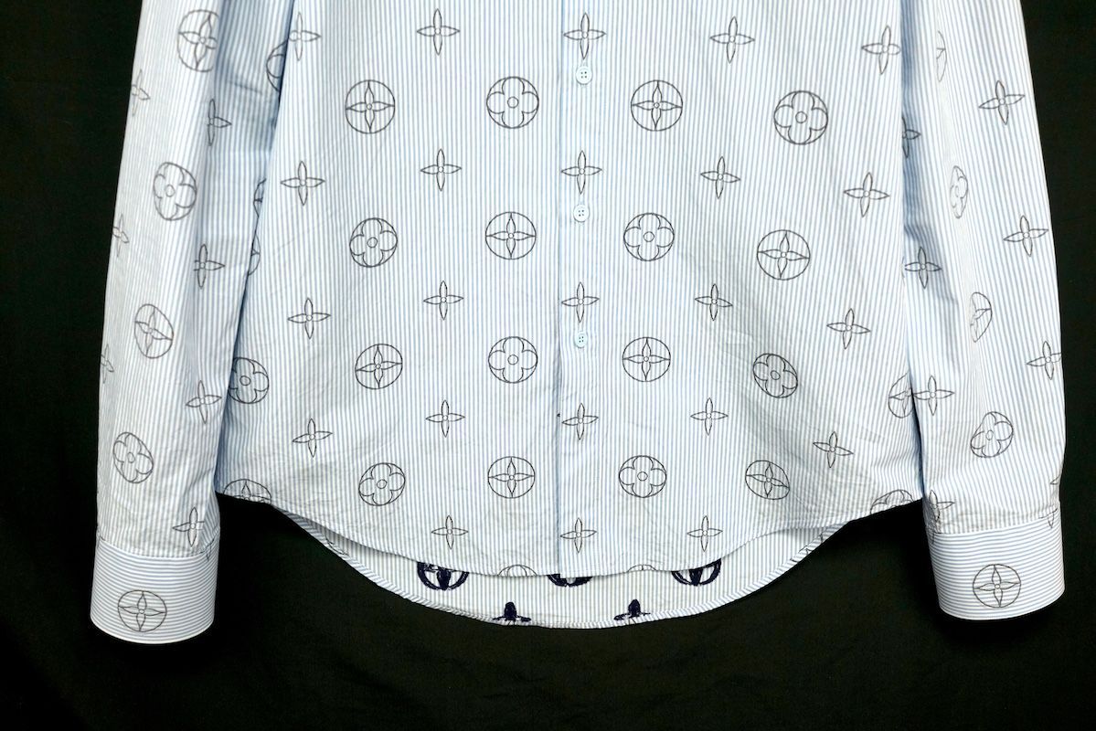 【美品】Louis Vuitton ストライプ長袖シャツ ブルー 楽天市場】【Louis Vuitton】【ストライプモノグラムパジャマ