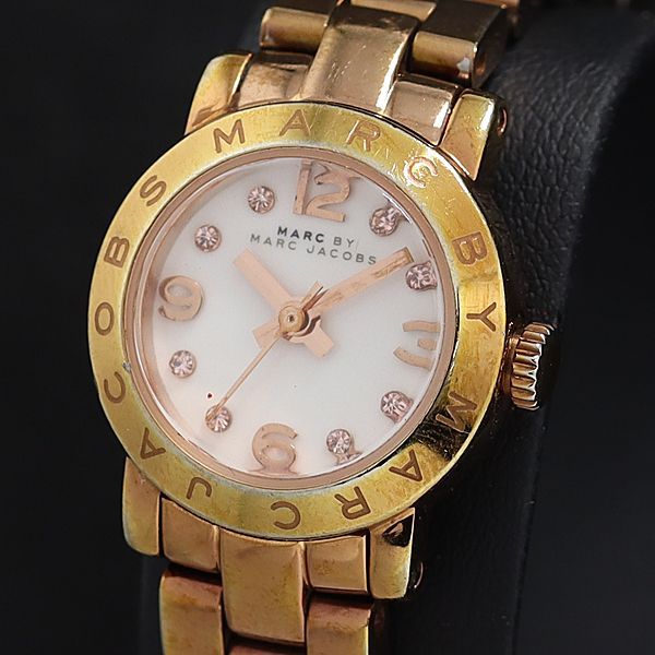稼働 マークバイマークジェイコブス MBM3227 QZ 白文字盤 石付