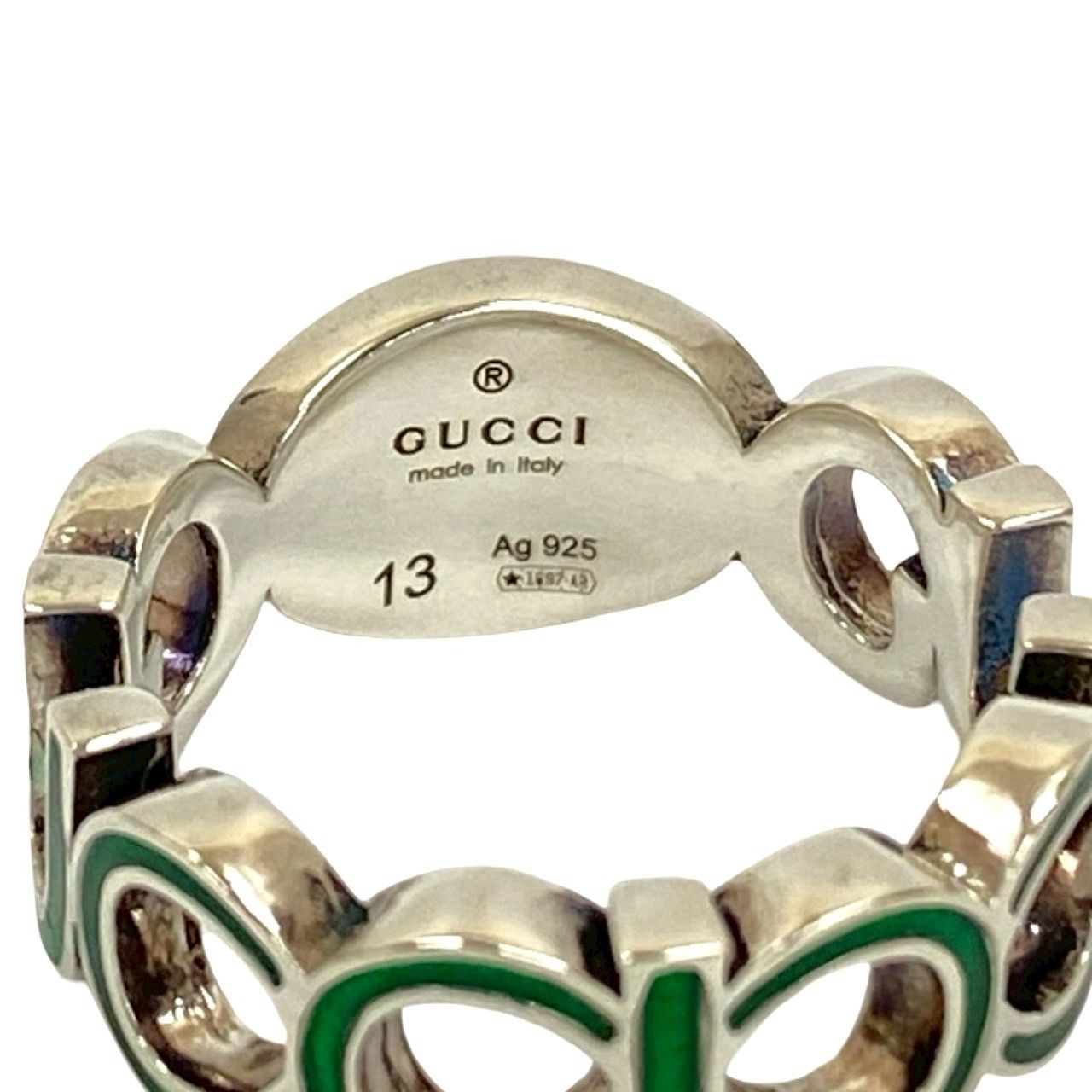 極美品✨GUCCI リング インターロッキング シルバー エメラルド グリーン GUCCI - GUCCIインターロッキングG リング グッチ エメラルド