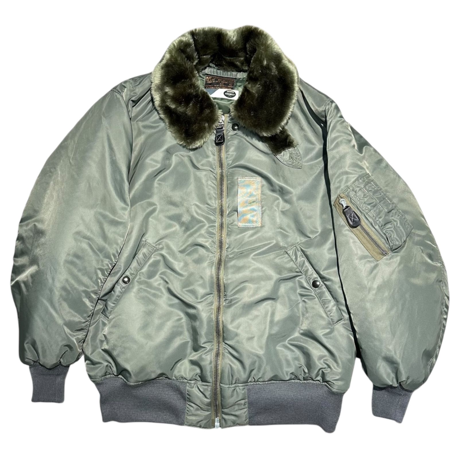 BUZZ RICKSON’S×BEAMS BOY バズリクソンズ×ビームスボーイ B-15D FLIGHT JACKET ミリタリー フライト ジャケット BR15097BB 13-18-0070-086 40 L程度 カーキ ファー 別注 コラボ