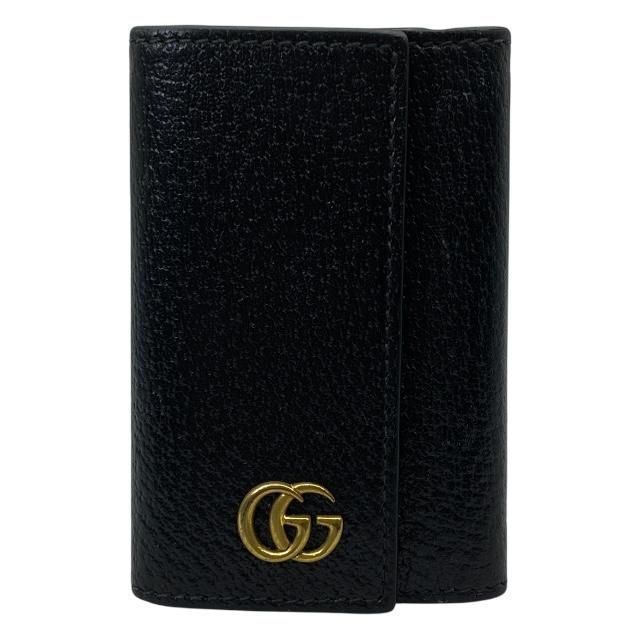 GUCCI グッチ 435305 6連 キーケース キーリング キーフック ダブルG レザー ブラック