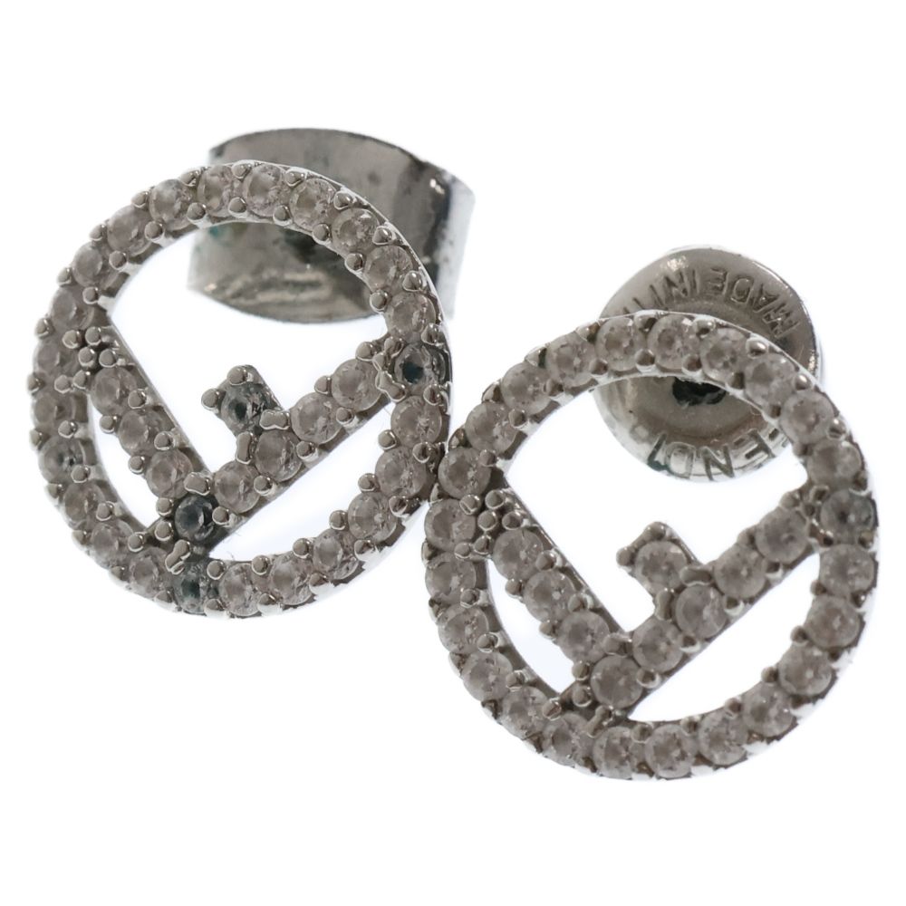 FENDI (フェンディ) F IS FENDI ラインストーン付きロゴチャームピアス  