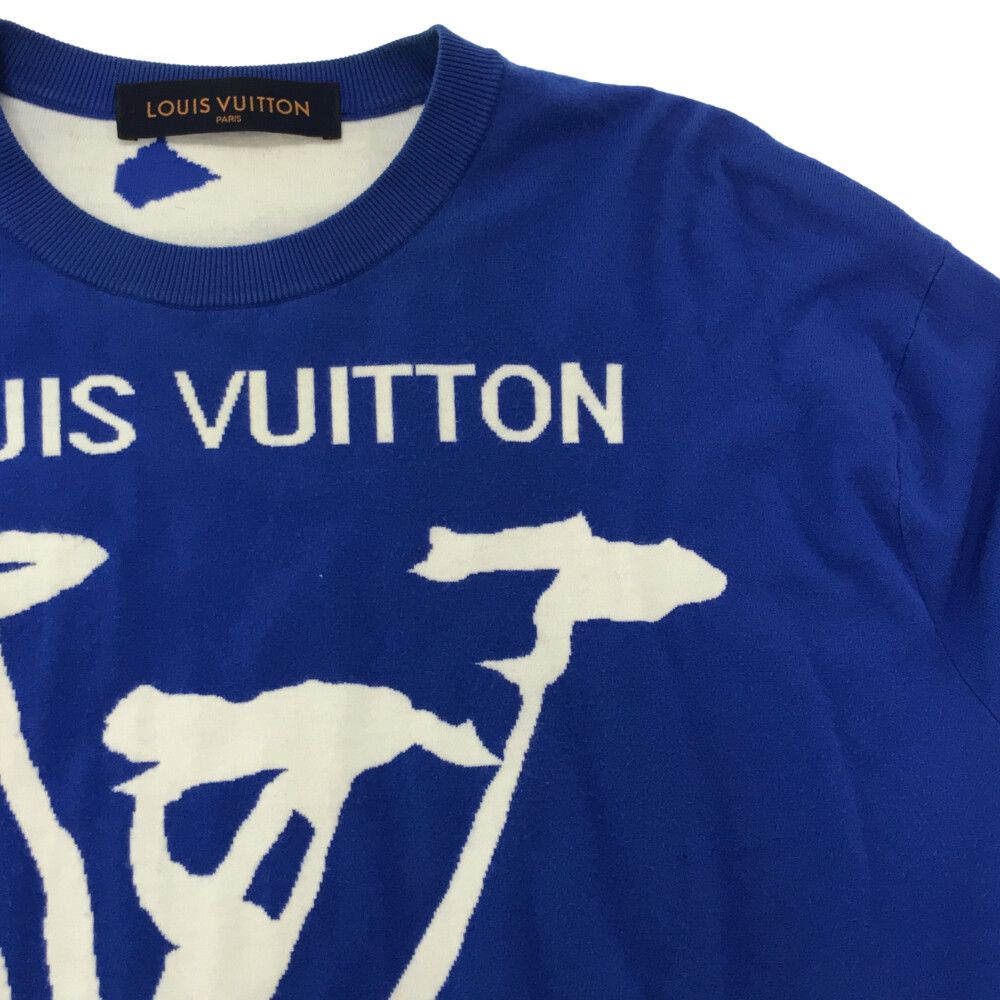 <br>Louis Vuitton ルイヴィトン/スクリンブルインターシャクルーネックニット(ブルー)/RM201 TZC HIN81W/XL/ルイ・ヴィトン/Aランク/69