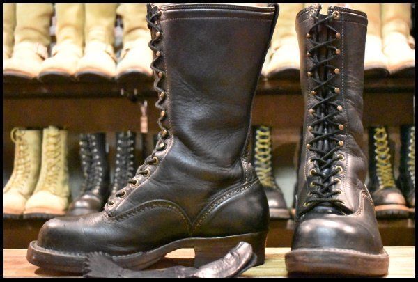 【8.5? 良品 PT91 SCARECROW別注】WESCO ウエスコ カスタムジョブマスター ブラック 黒 ビブラム705ダブル スケアクロウ ブーツ HOPESMORE【EL204】