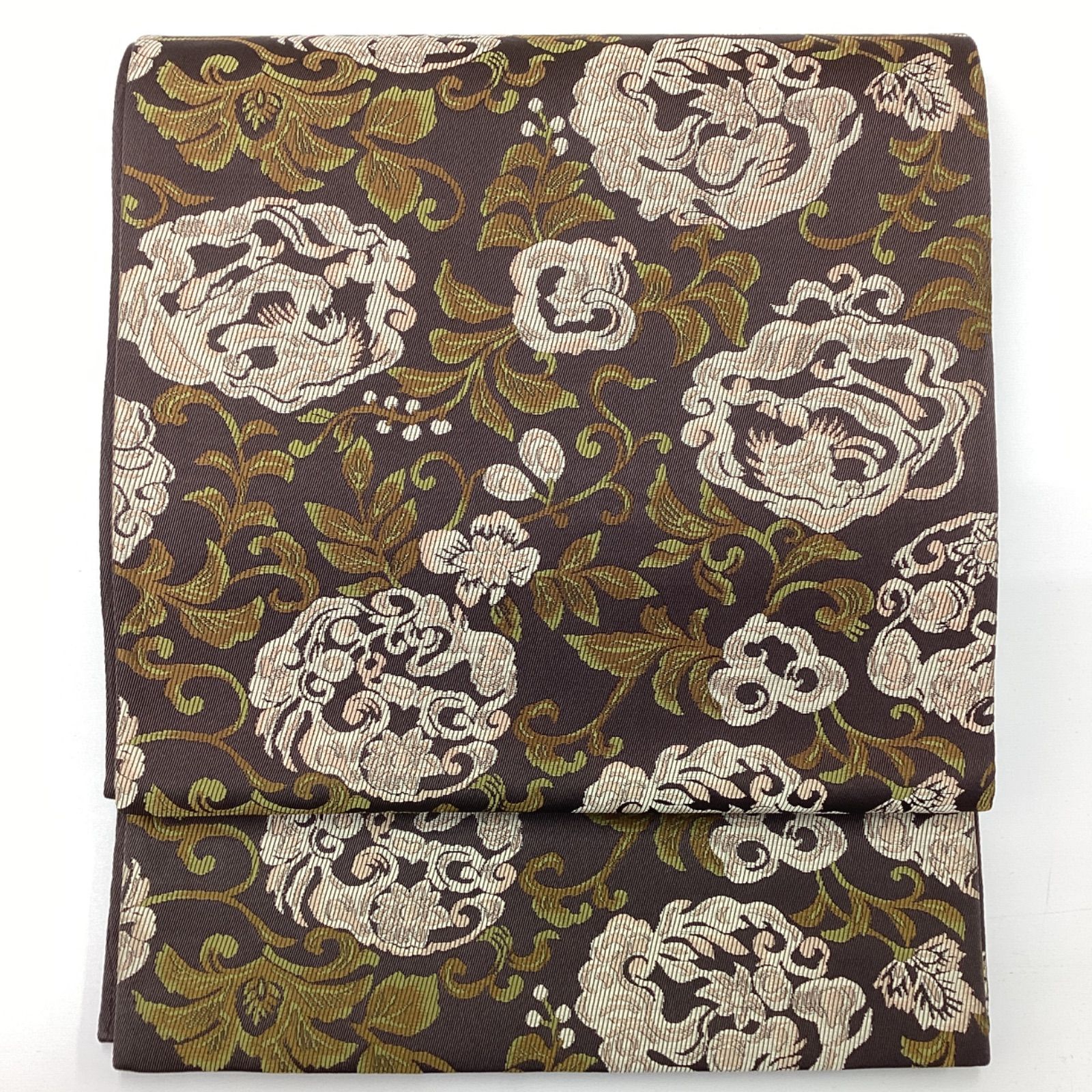 ♥ 六通袋帯 綾錦 花唐草龍文 正絹R981