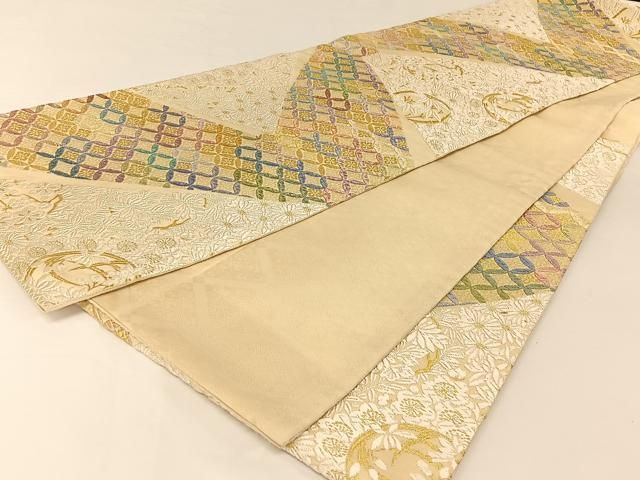 平和屋着物●西陣　丸勇　つづれ唐織　六通柄袋帯　四君子　金糸　正絹　逸品　AABA2575np 平和屋着物○西陣 丸勇 つづれ唐織 六通柄袋帯 四君子 金糸 正絹 逸品