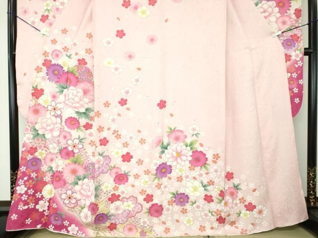 平和屋着物○豪華振袖 刺繍 舞桜 舞花文 暈し染め 金彩 銀通し地 正絹