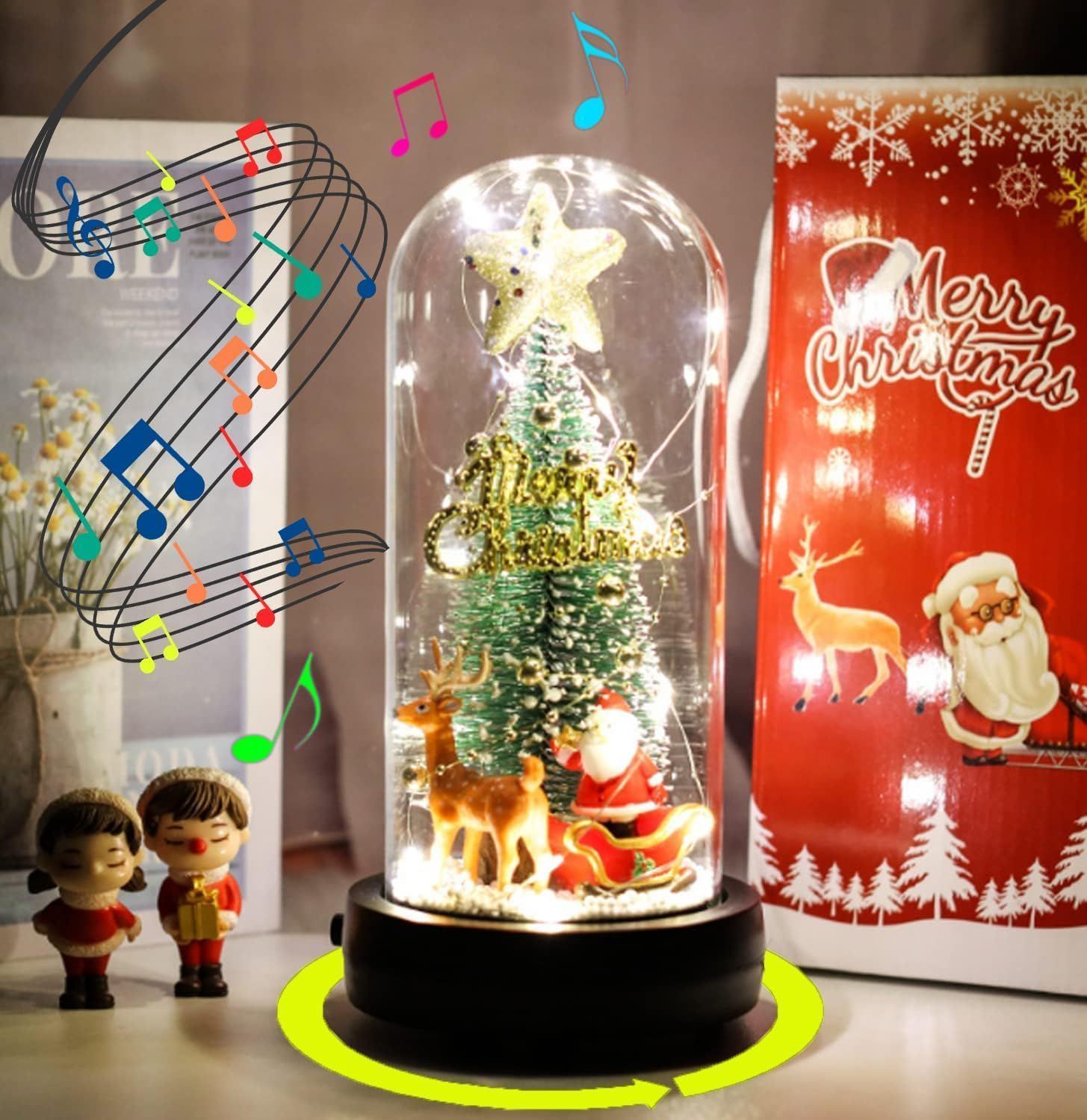 クリスマスツリー ガラスドーム オルゴール 音楽 電池式 LEDライト クリスマス 飾り 卓上ミニ 装飾品  サンタクロースのトナカイ/五芒星/蝶結び/雪花/贈り物など小物 置物 雰囲気作り おしゃれ おもちゃ プレゼント 記念日 誕生日 - メルカリ