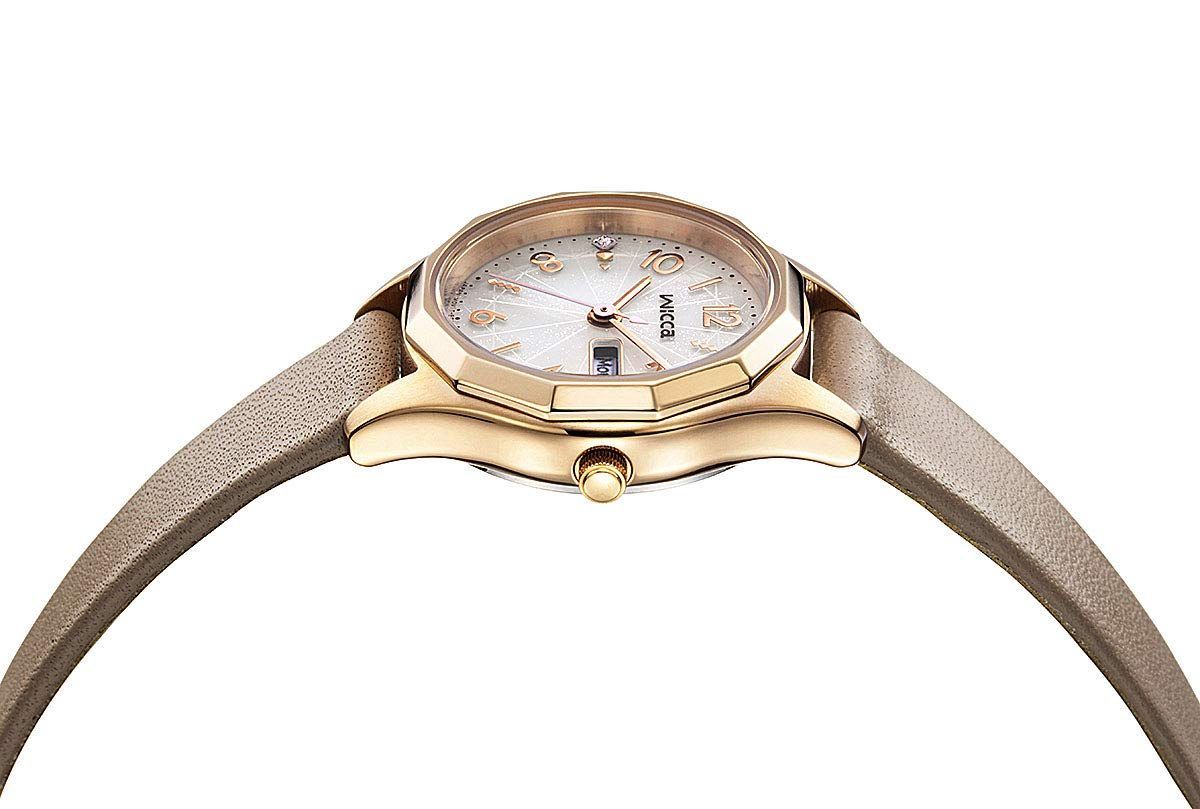 Citizen 腕時計 ウィッカ wicca ソーラーテック 防水 人気 革ベルト 白 デイ-デイト KH3-525-90 レディース ベージュ