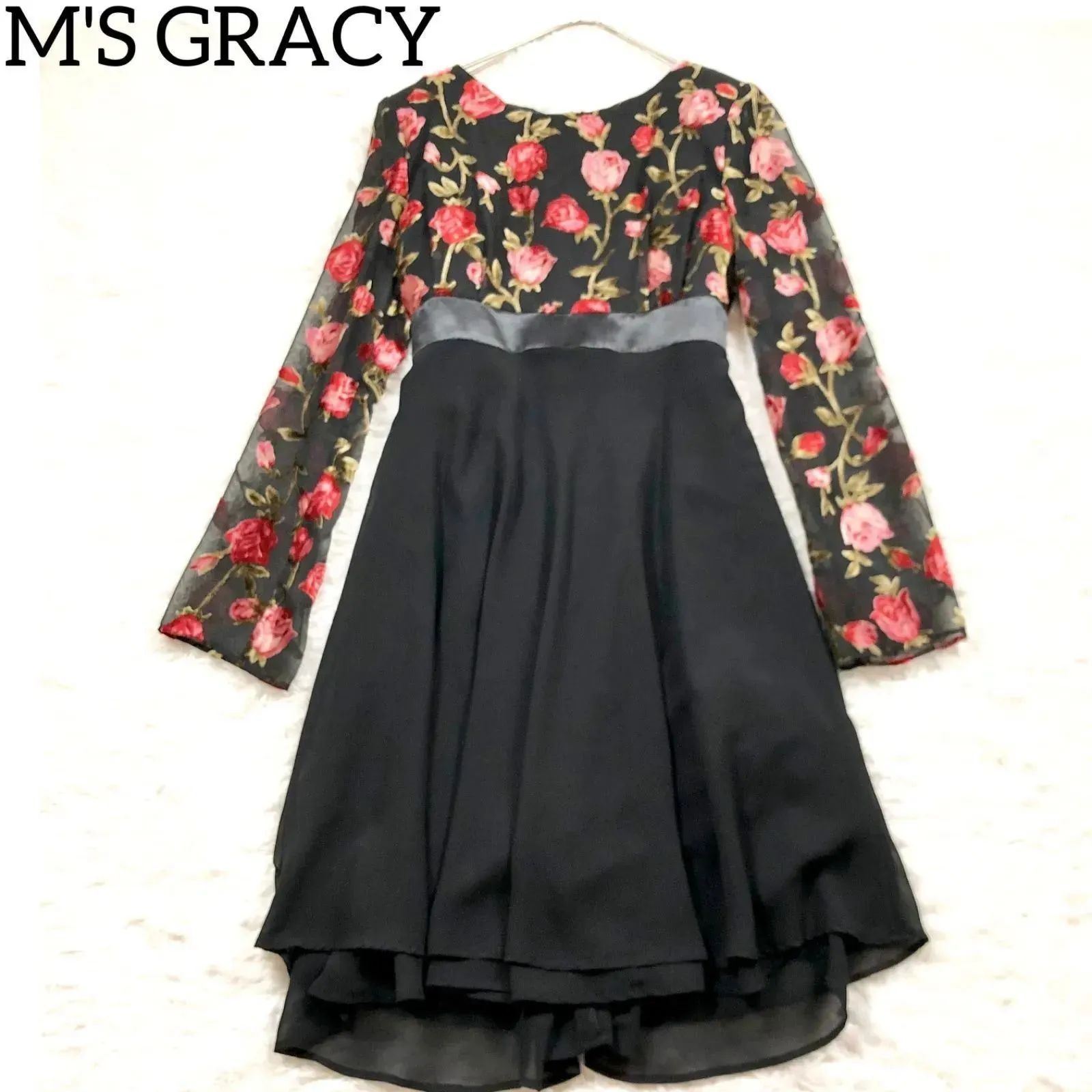 M'S GRACY エムズグレイシー 花柄 薔薇 ワンピース　9号 M