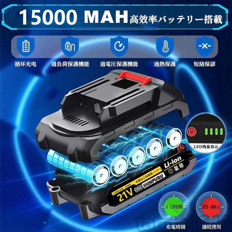 充電式 21V 草刈機 、2.0Ahバッテリーおよび充電器付き、イージー