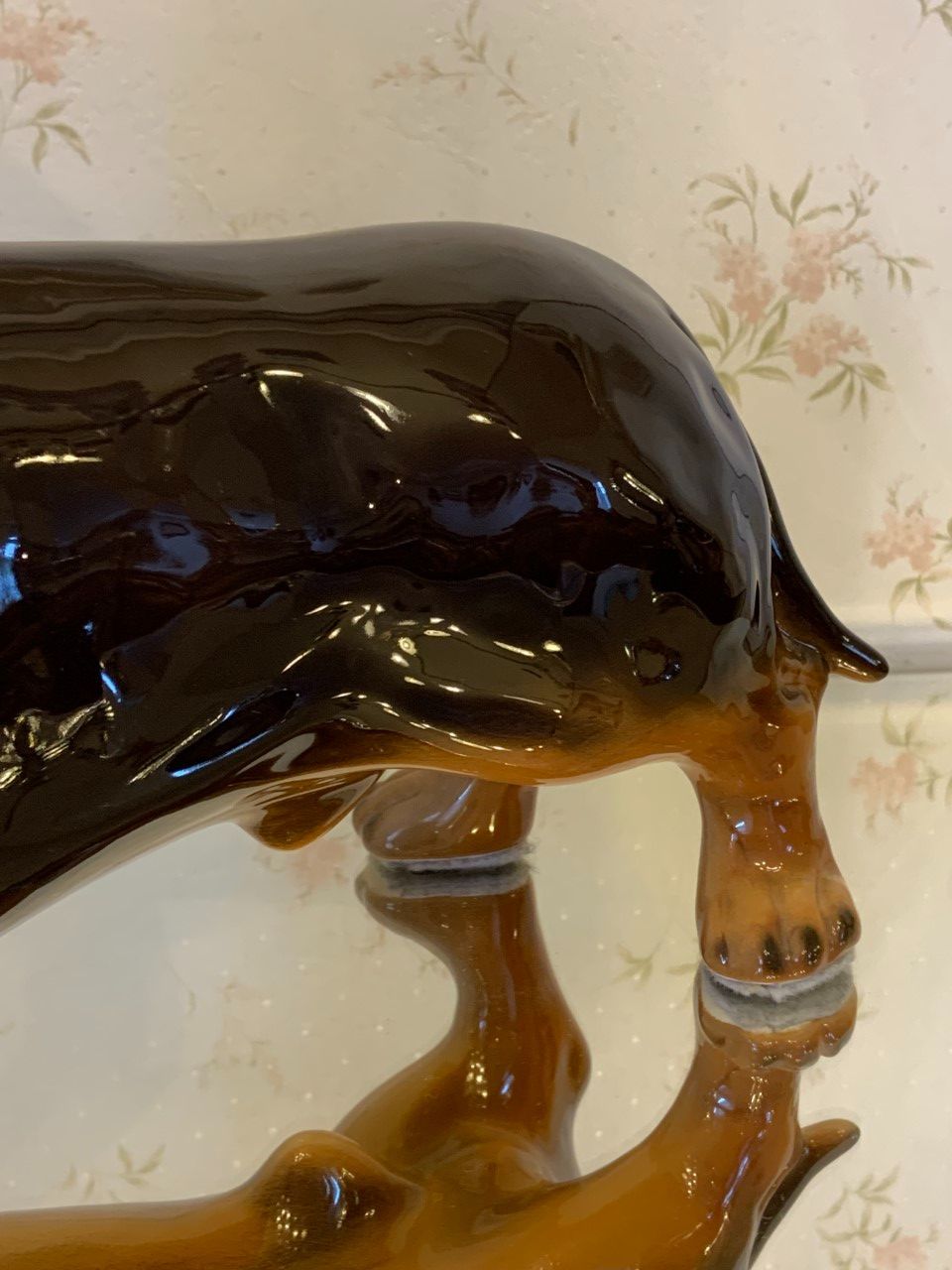 陶器 置物 犬 ダックスフンド イタリア製 アンティーク調 ブラック