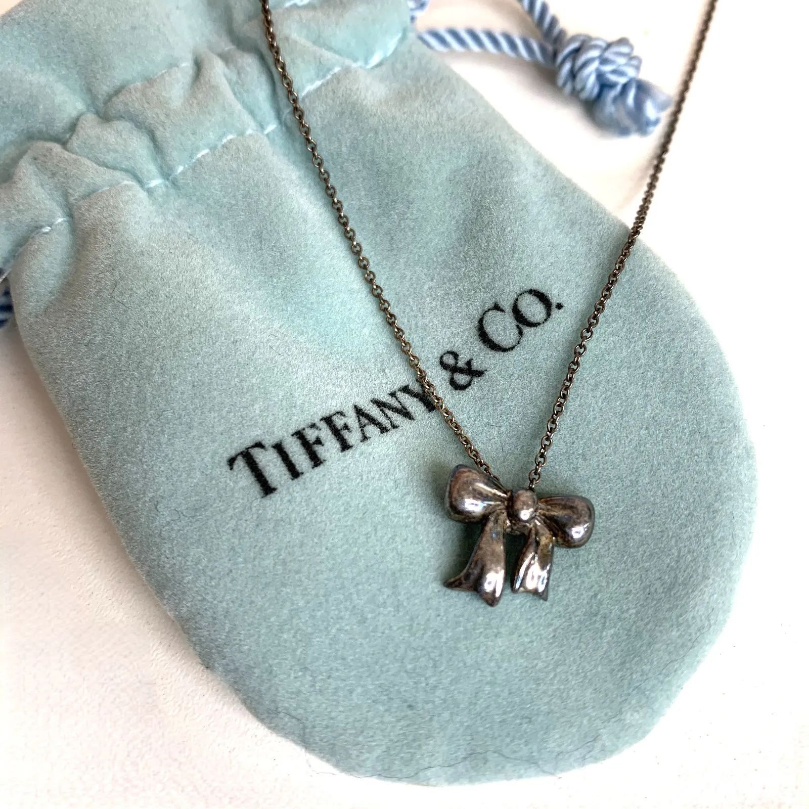 中古品】TIFFANY＆Co. リボンモチーフ シルバー ネックレス