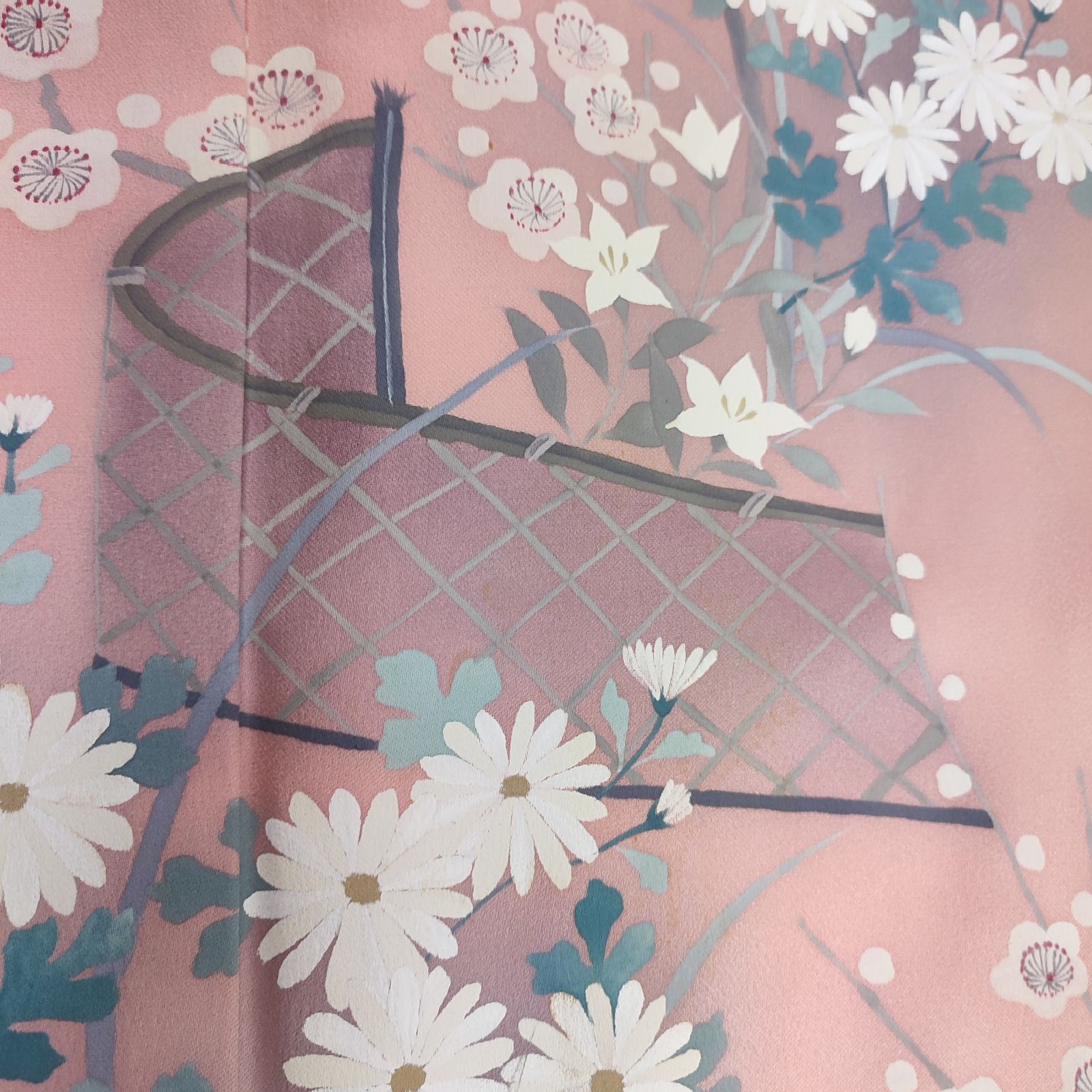 平和屋着物□色留訪問着 総刺繍 中国三大刺繍 相良刺繍 草花文 暈し