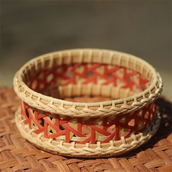 日本製 昭和50年代 高級 竹細工 ブローチ 昭和レトロな竹アクセサリー