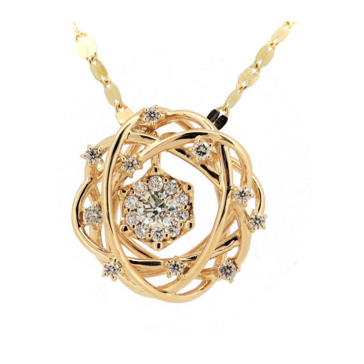 目立った傷や汚れなし エステール ダイヤモンド ネックレス 0.31ct 0.15ct K18YG(18金 イエローゴールド)