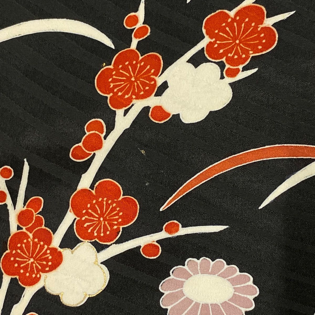 振袖 身丈176cm 裄丈64cm 未仕立て 仮絵羽 花車 松竹梅 金彩 黒 正絹  