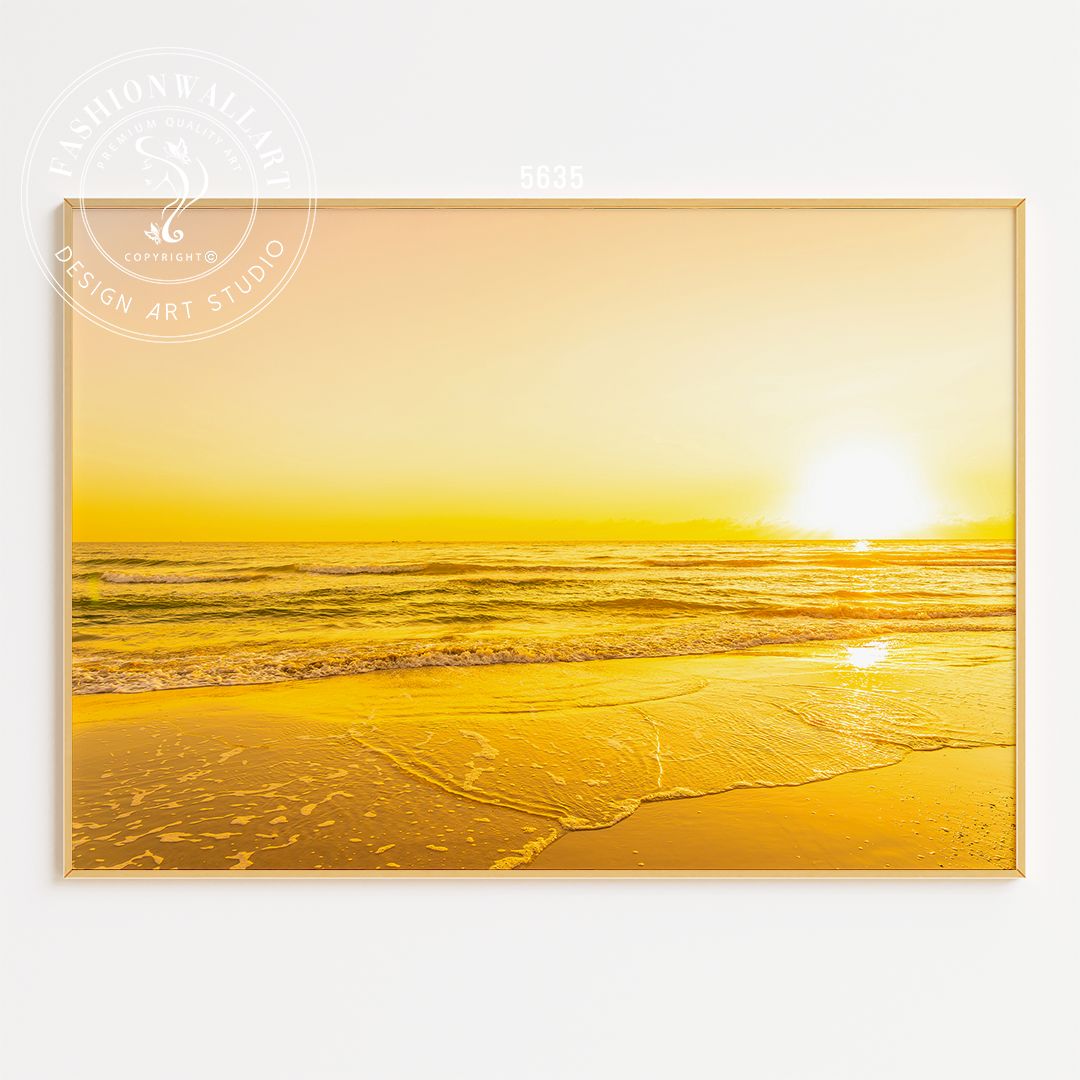 ビーチ風景 サンセット アート サンセットビーチ - デジタル水彩画の海