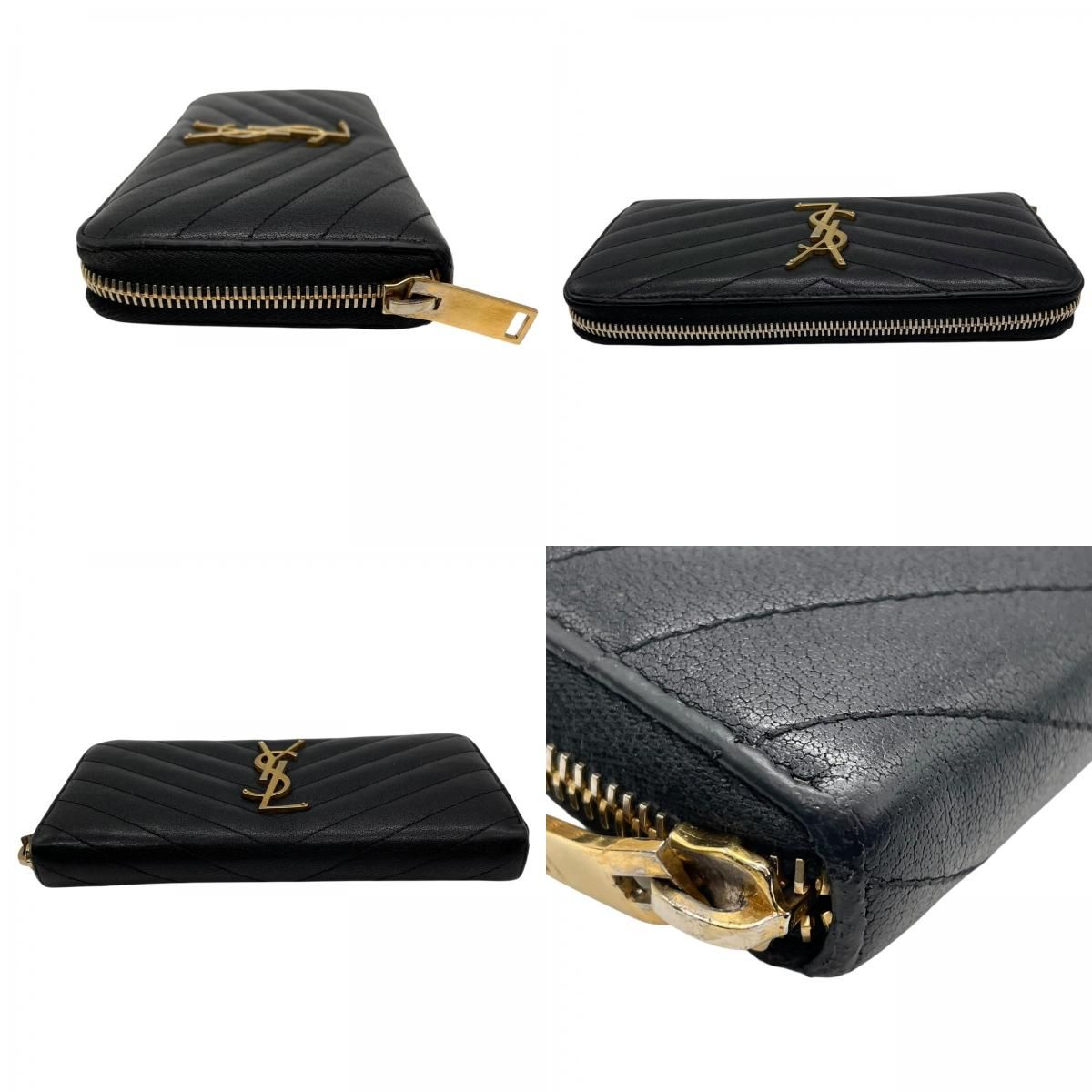 美品 SAINT LAURENT PARIS サンローラン パリ モノグラム Vステッチ  