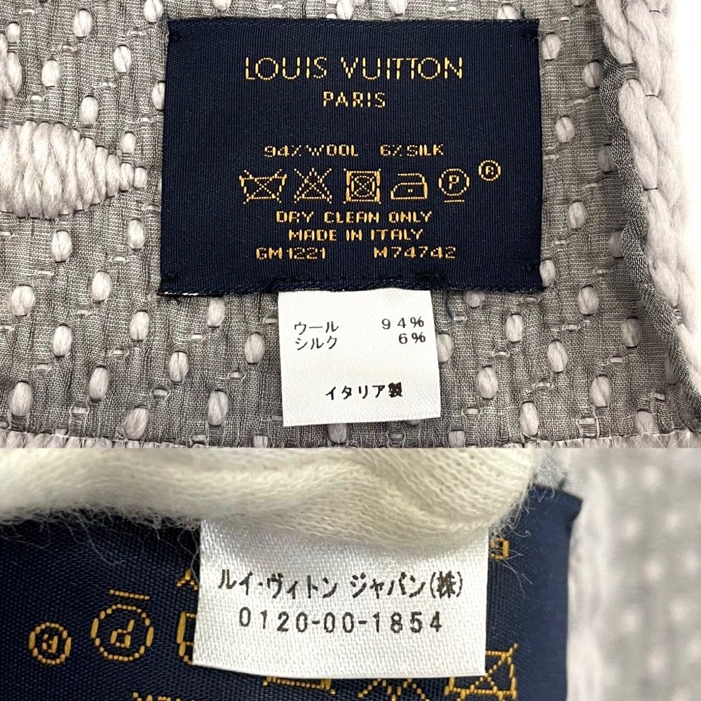 LOUIS VUITTON ルイヴィトン エシャルプロゴマニア　防寒具　 マフラー ウール/シルク グレー