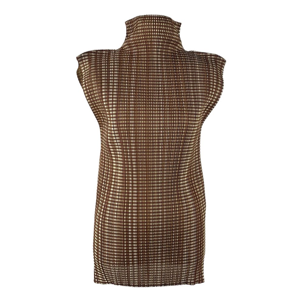 PLEATS PLEASE カットソー イッセイミヤケ プリーツ加工 ギンガム 