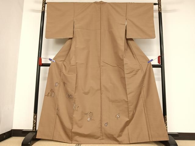 平和屋着物●京の名門 菱屋六右ェ門 紬 訪問着 鳥獣戯画 正絹 AAAU0154np