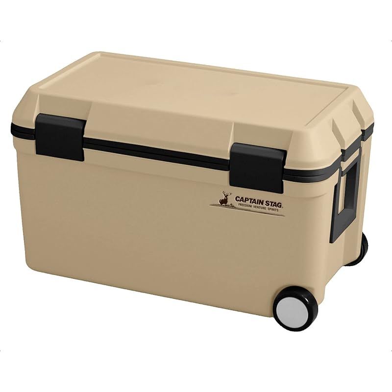 キャプテンスタッグ CAPTAIN STAG クーラーボックス ホイールクーラー 容量45L 水抜き栓付き ベージュ CSシャルマン UE-90 1