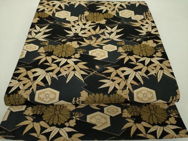 平和屋着物●こむさでもーど COMME CA DU MODE 六通柄袋帯 松皮菱花文 黒地 正絹 DAAS3570ps