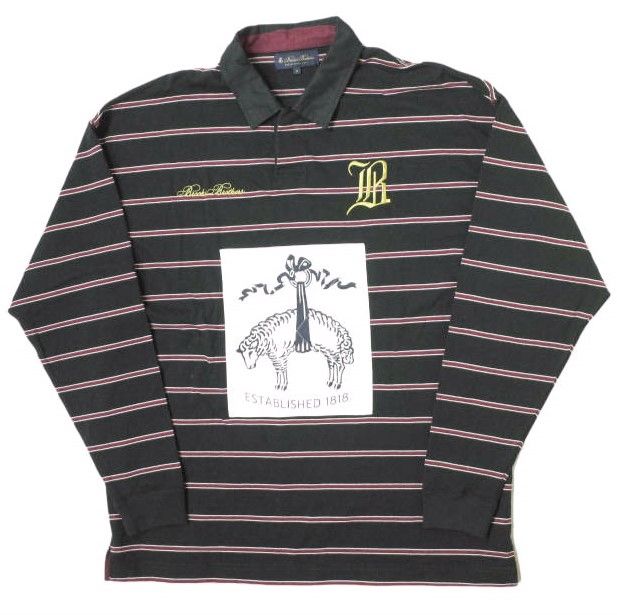 Brooks Brothers x BIOTOP ブルックスブラザーズ ビオトープ 23SS 別注 RUGGER L/S SHIRTS  ボーダーラガーシャツ 100207147 M ブラック 長袖 ラグビーシャツ トップス g13345