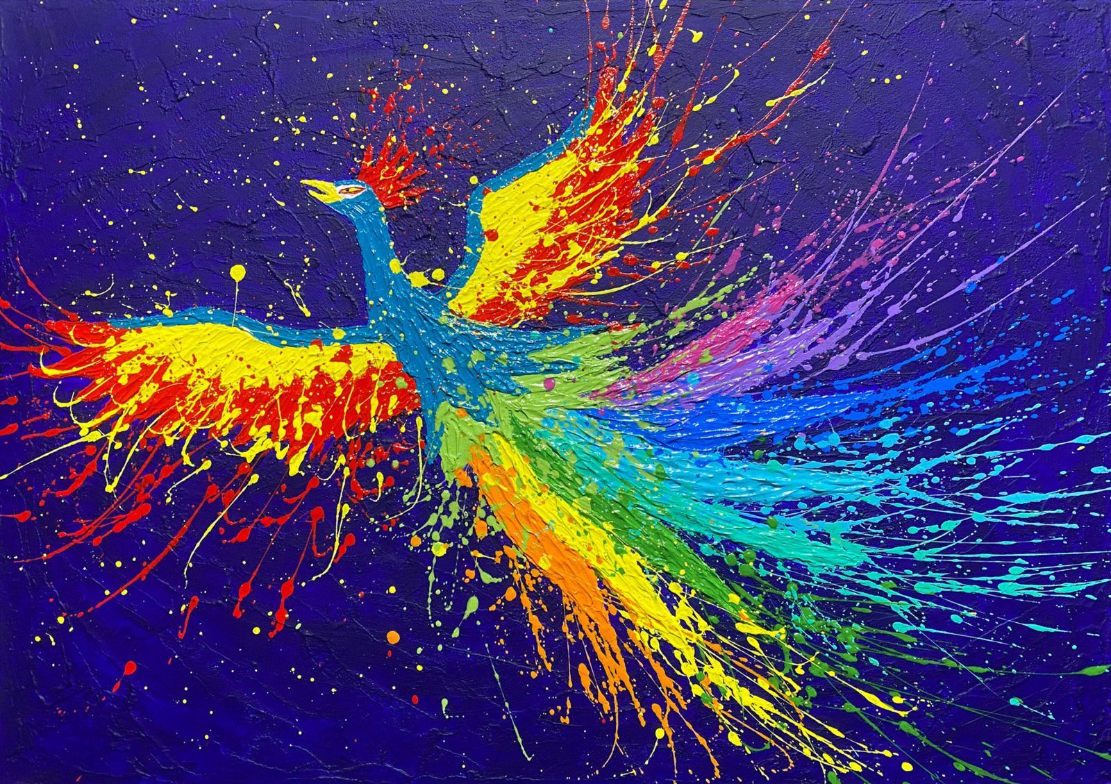 七色鳳凰 中型サイズ パネル 木製パネル：駿河美術工業 木製パネル・円