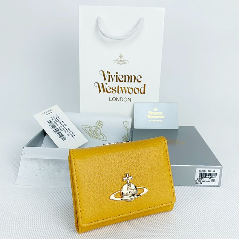 新品！ヴィヴィアンウエストウッド財布がま口箱付きイエロー 新品 ヴィヴィアンウエストウッド 三つ折り財布 Vivienne