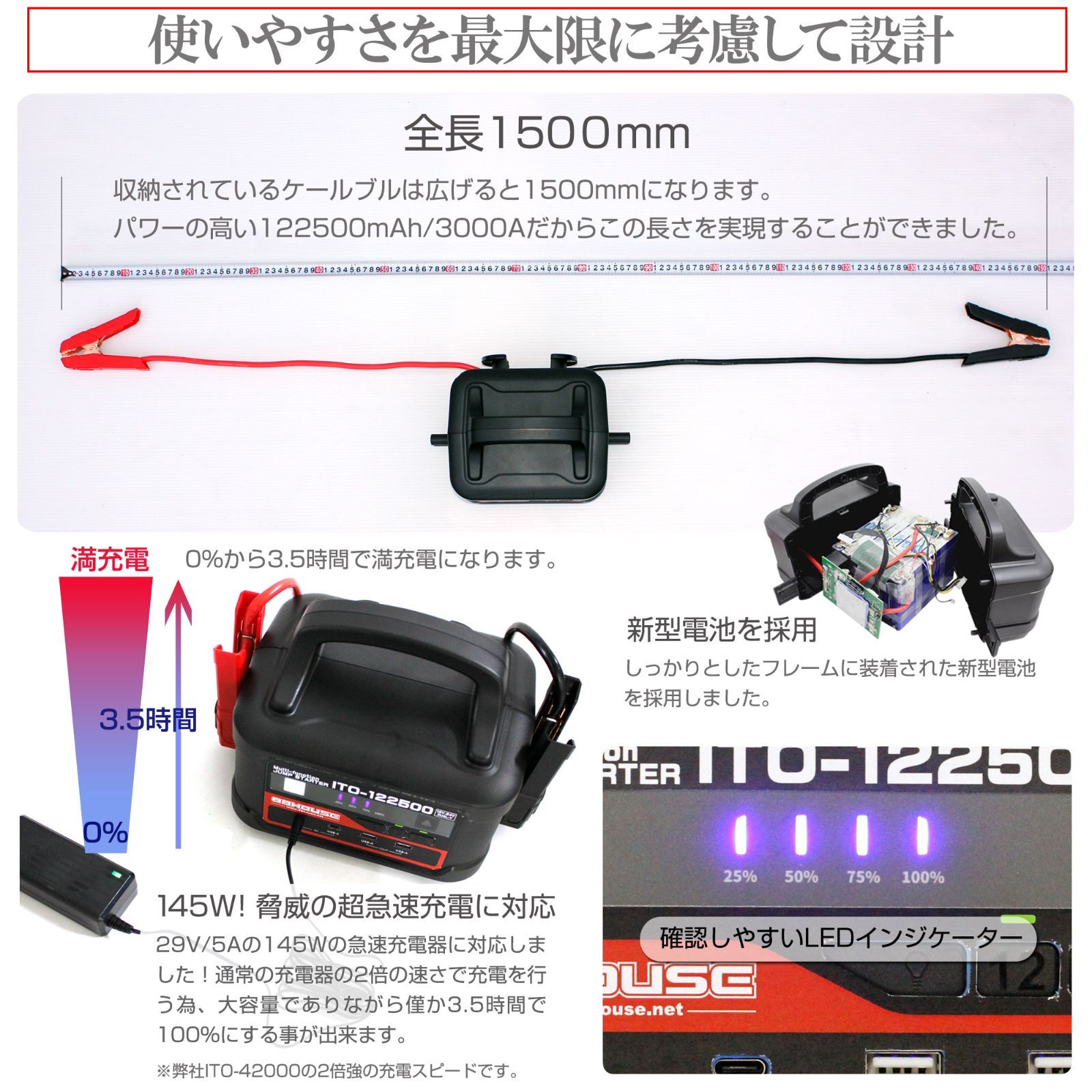 新発売 超大容量 ITO 122500ｍAh マルチファンクション ジャンプ ...