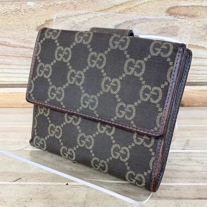 GUCCI グッチ GGキャンバス 二つ折り財布 ダブルホック 115090