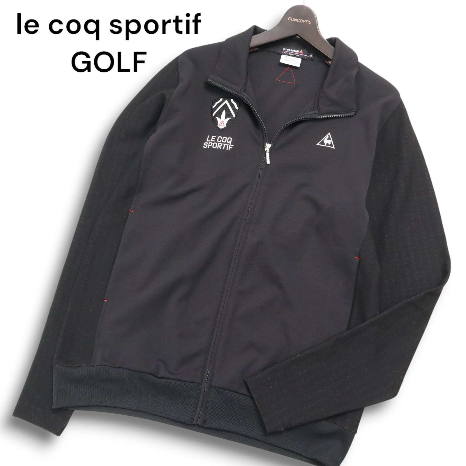 le coq sportif GOLF ルコック スポルティフ ゴルフ 刺繍 トラック ジャケット ブルゾン Sz.LL メンズ 黒 大きいサイズ