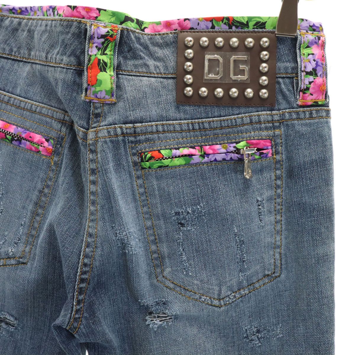 DOLCE-GABBANA ドルチェアンドガッバーナ イタリア製 ヴィンテージ加工 ブーツカットデニムパンツ 40 インディゴブルー ジーンズ レディース 古着 DECORATOM_COM_BR