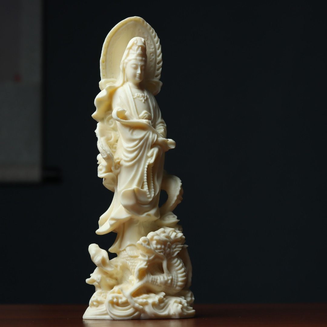 龍上観音菩薩 観音菩薩像 観音様 龍 仏像 置物 神 豊穣 財運